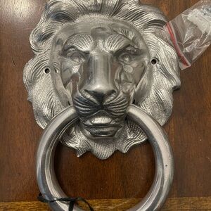 Silver Lion Head Door Knocker